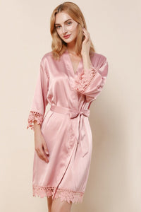 Lace Robe - Dusty Rose